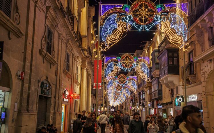 Christmas lights in Republic Street Valletta