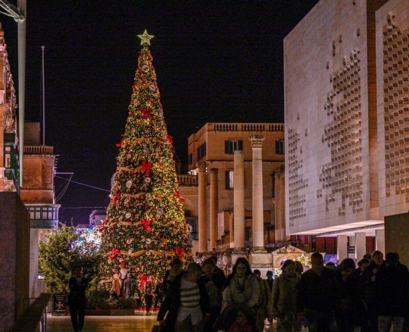 A photo showing the iconic Christmastree in Valletta