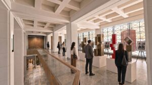 An image showing people visiting a modern exhibition space